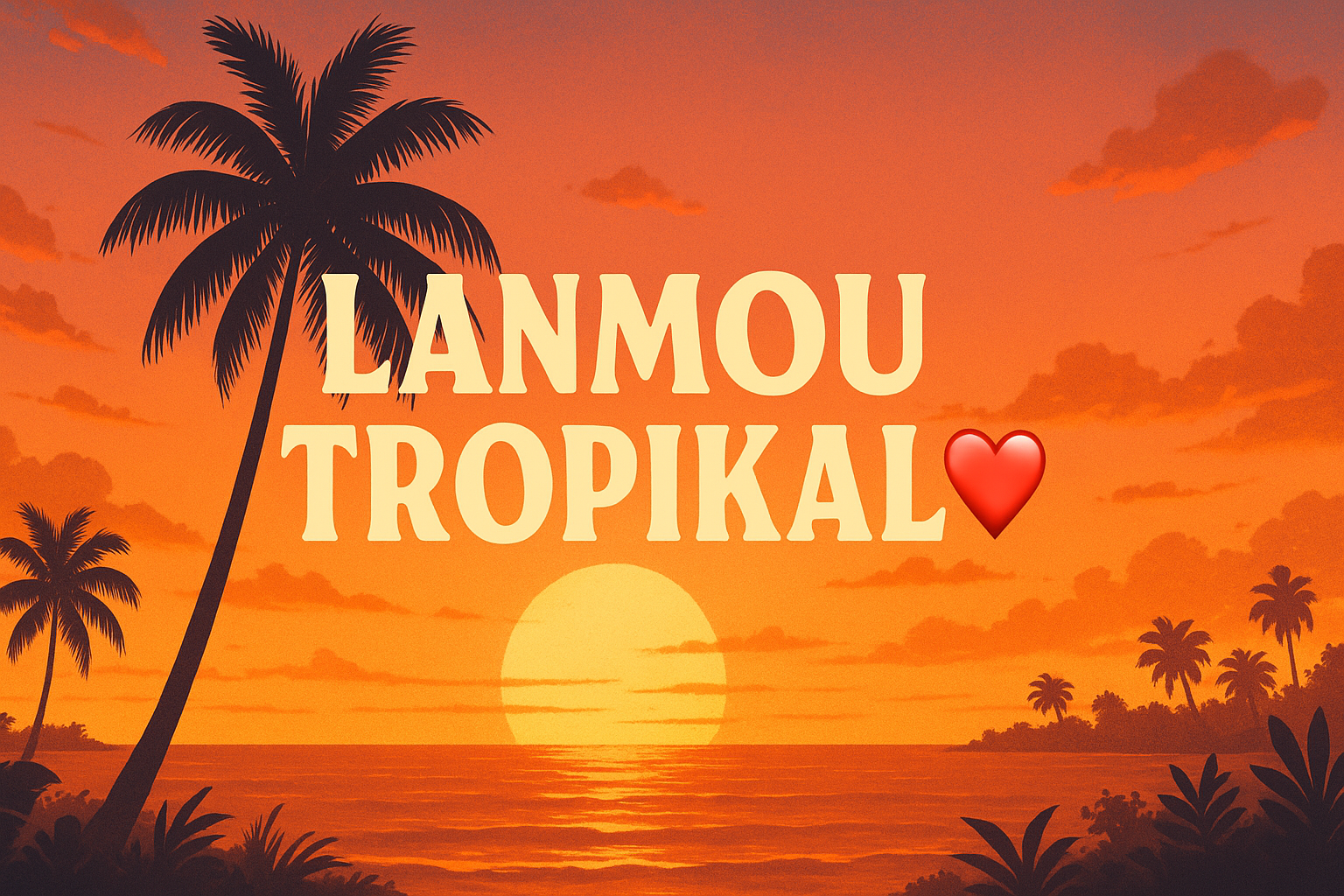 Pochette de l'instru Kompa Love LANMOU TROPIKAL par Mandragonbeat, plage au coucher de soleil