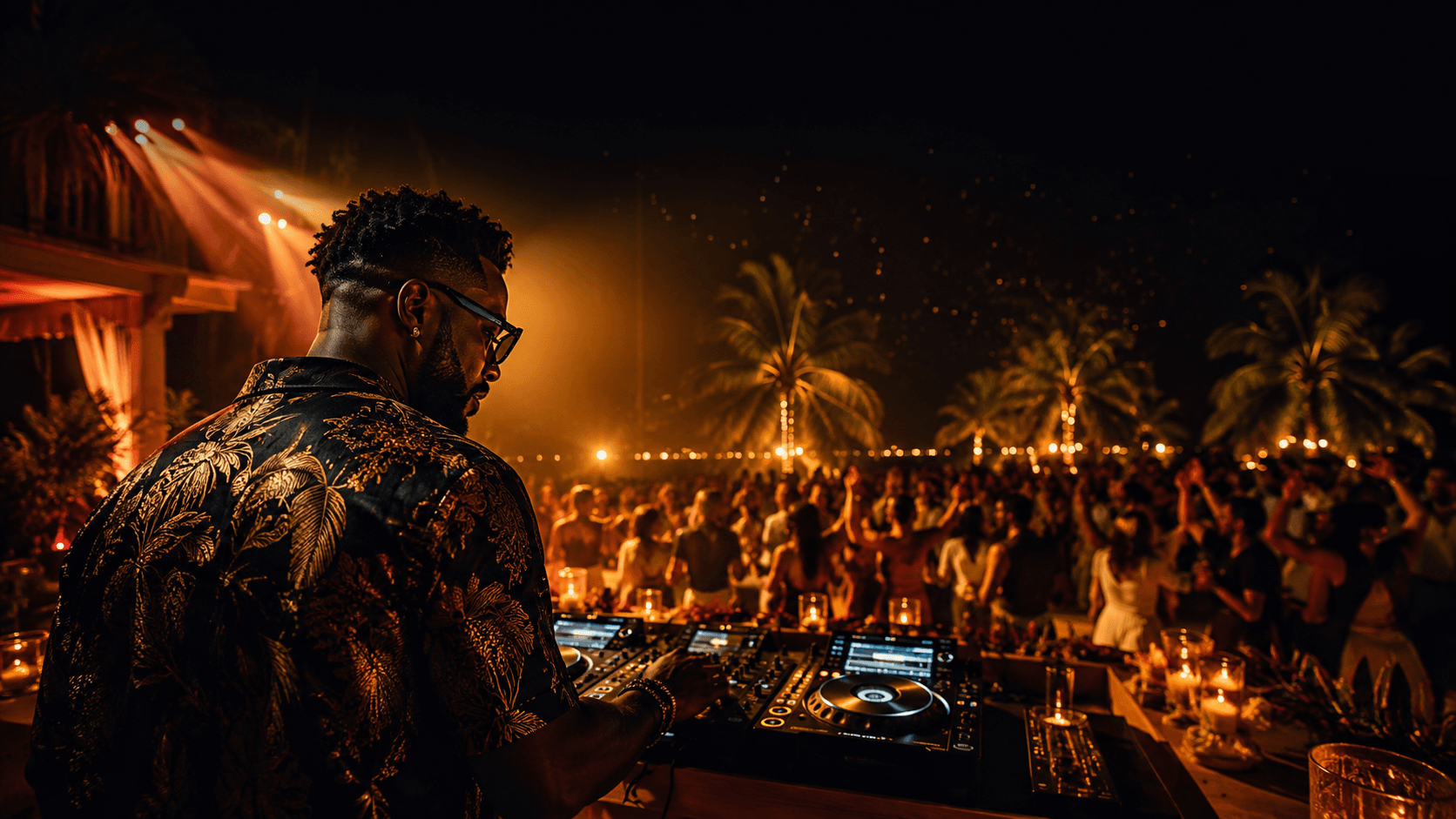 DJ Mandragon en pleine prestation lors d une soirée caribéenne