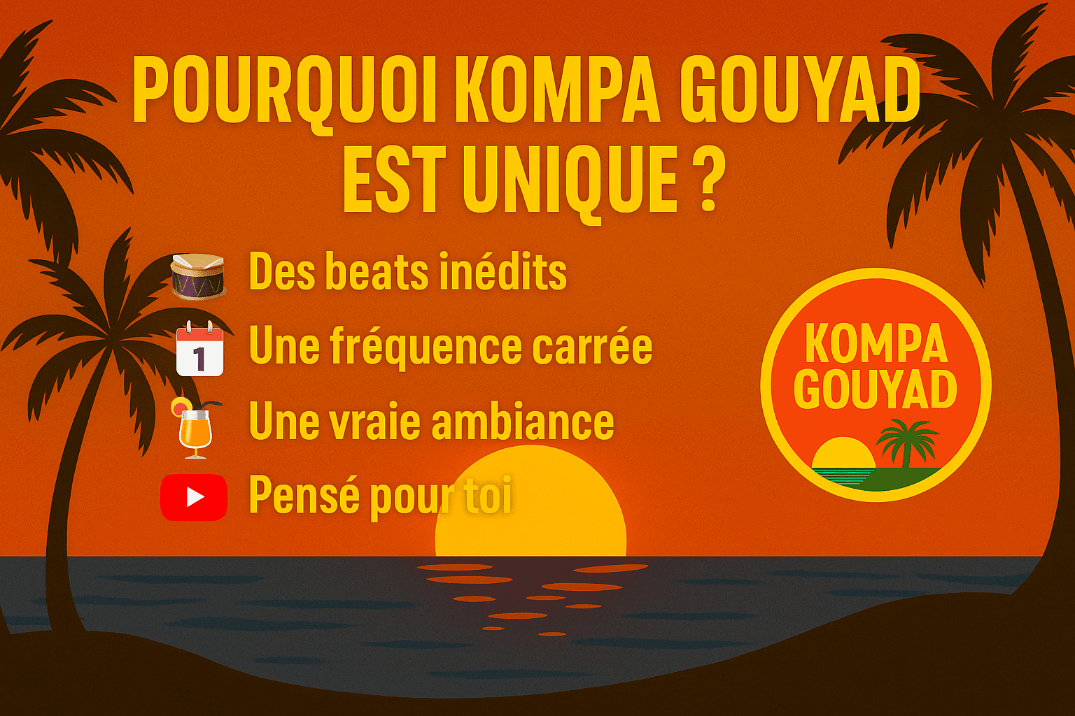 Affiche promotionnelle de Kompa Gouyad – Nouveaux beats Kompa, Gouyad et Zouk Love, disponibles sur 
