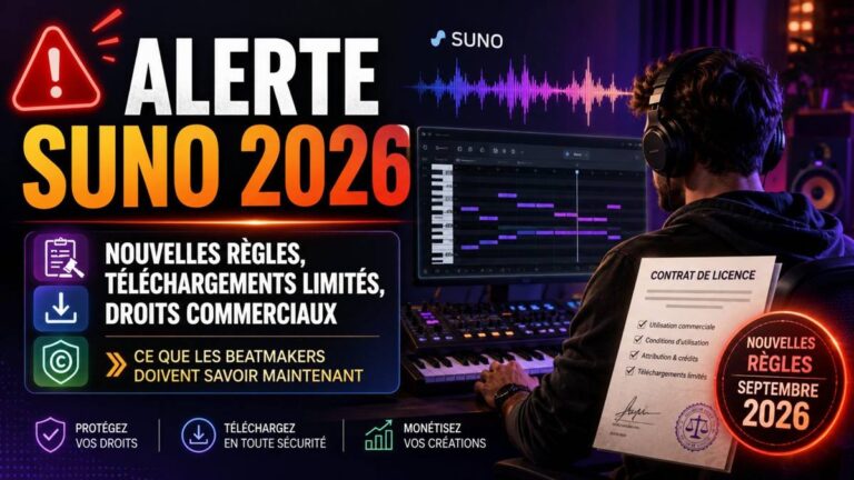 Alerte Suno 2026 nouvelles règles pour beatmakers producteurs et workflow FL Studio