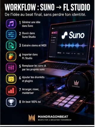 Workflow Suno Studio MIDI stems FL Studio pour beatmakers